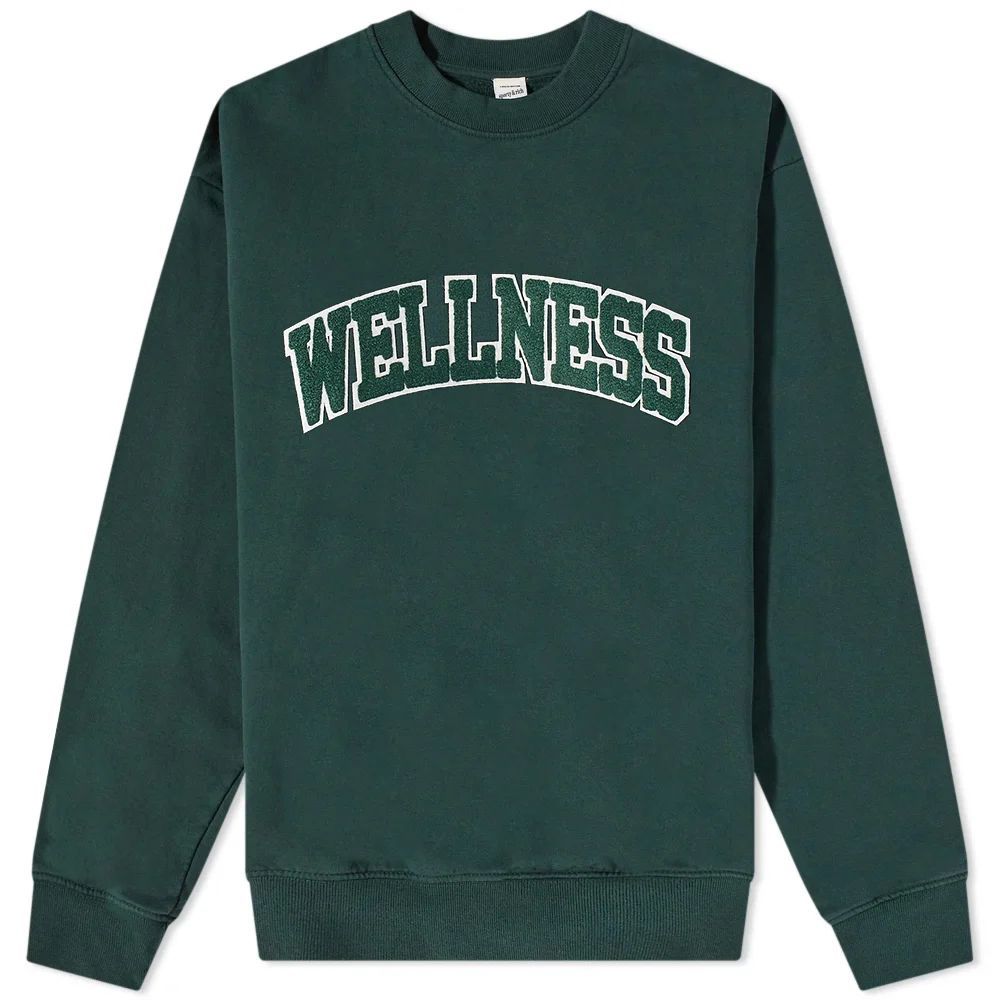 Wellness Boucle Patch Crew Sweat Forest/White