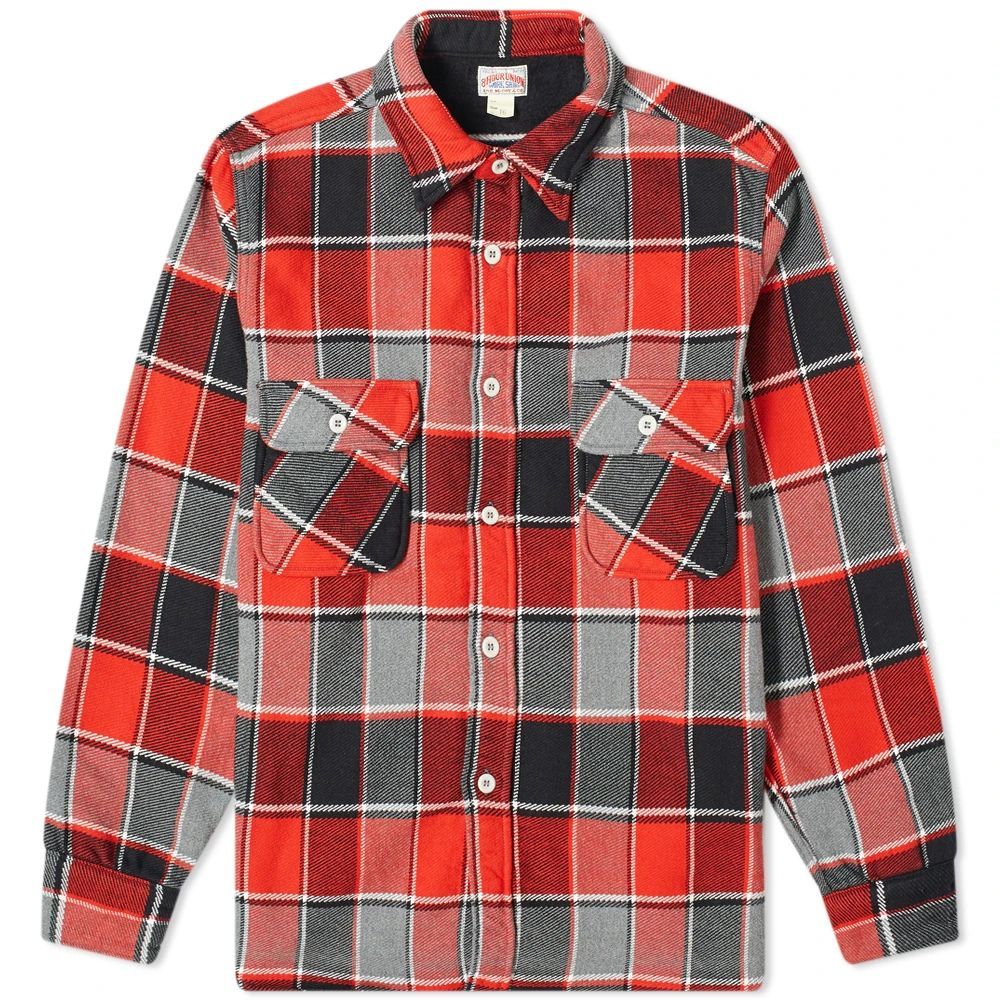 The Real McCoy's 8HU Napped Flannel Shirt Red Plaid