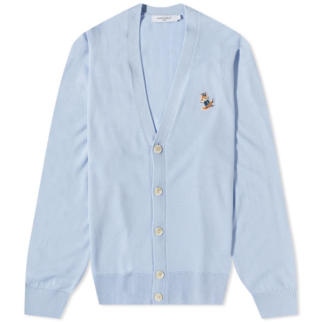 Maison Kitsune Dressed Fox Patch Relaxed Cardigan Pale Blue
