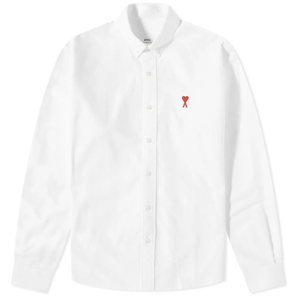 AMI Heart Button Down Oxford Shirt White