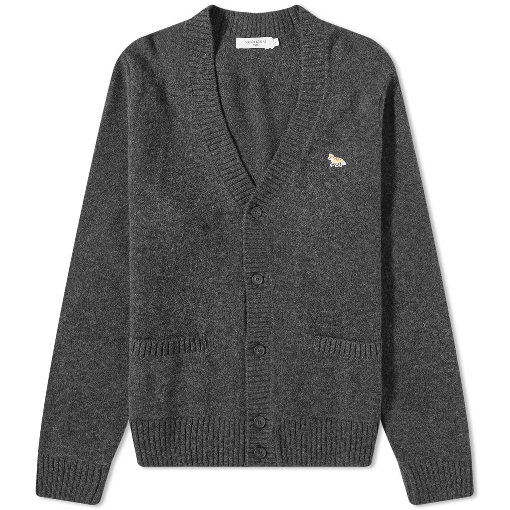 Maison Kitsune Baby Fox Patch Cosy Cardigan Dark Grey Melange