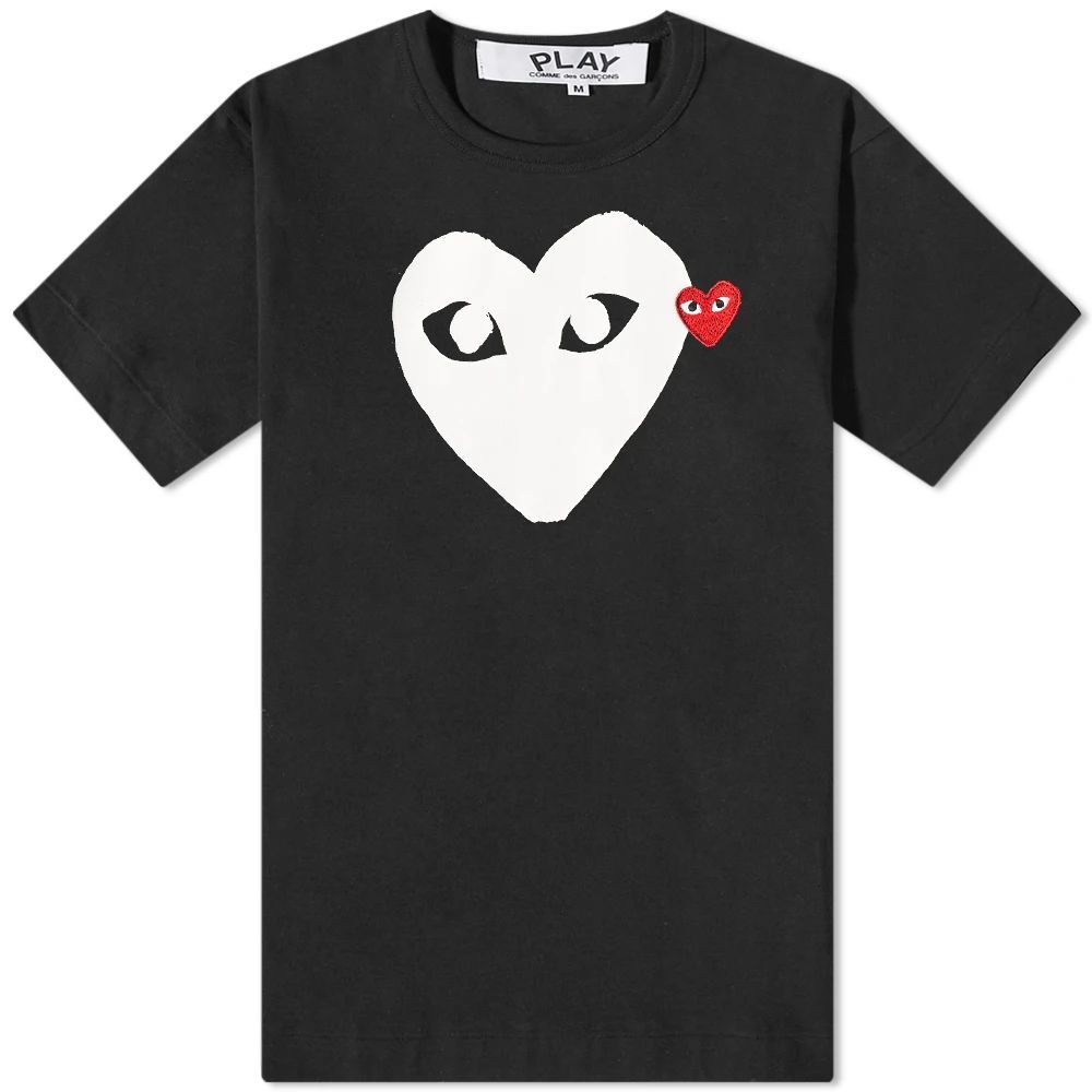 Comme des Garcons Play Double Heart Logo T-Shirt Black/White/Red