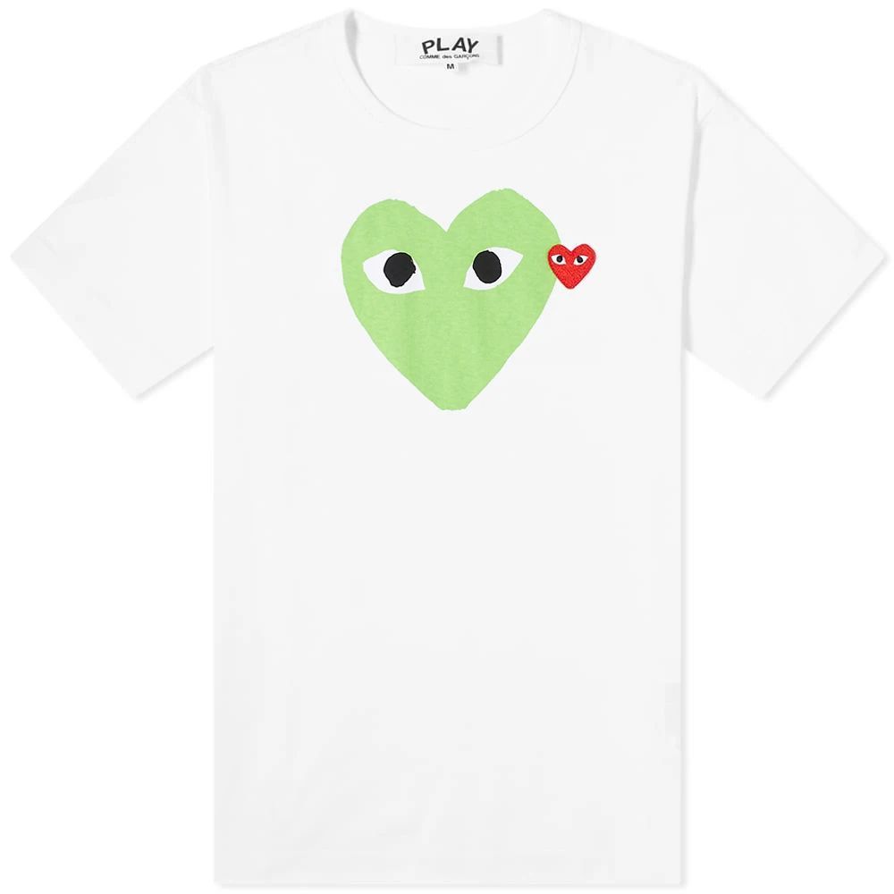 Comme des Garcons Play Red Heart Colour Heart T-Shirt White/Green