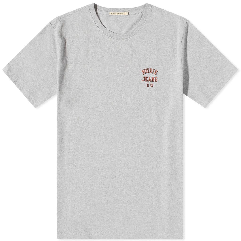 Nudie Roy Logo T-Shirt Grey Melange