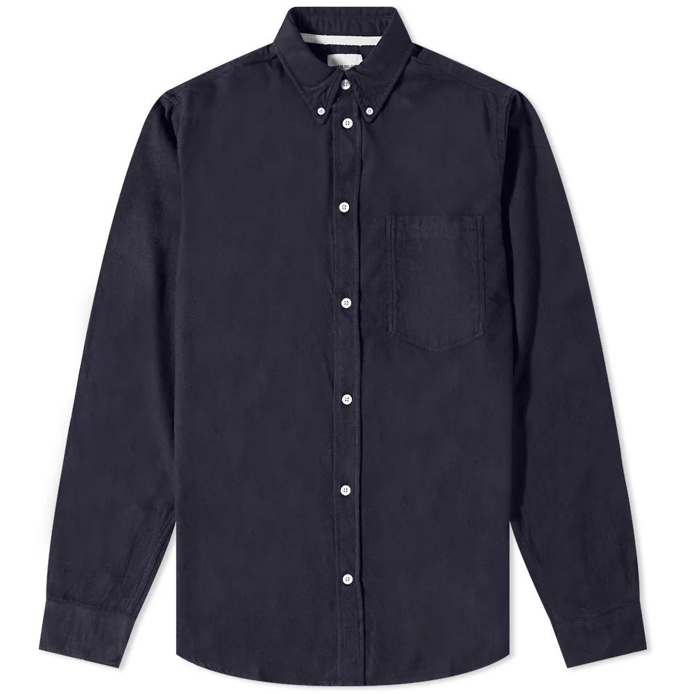 Men's Anton Brushed Flannel Button Down Shirt Dark Navy
