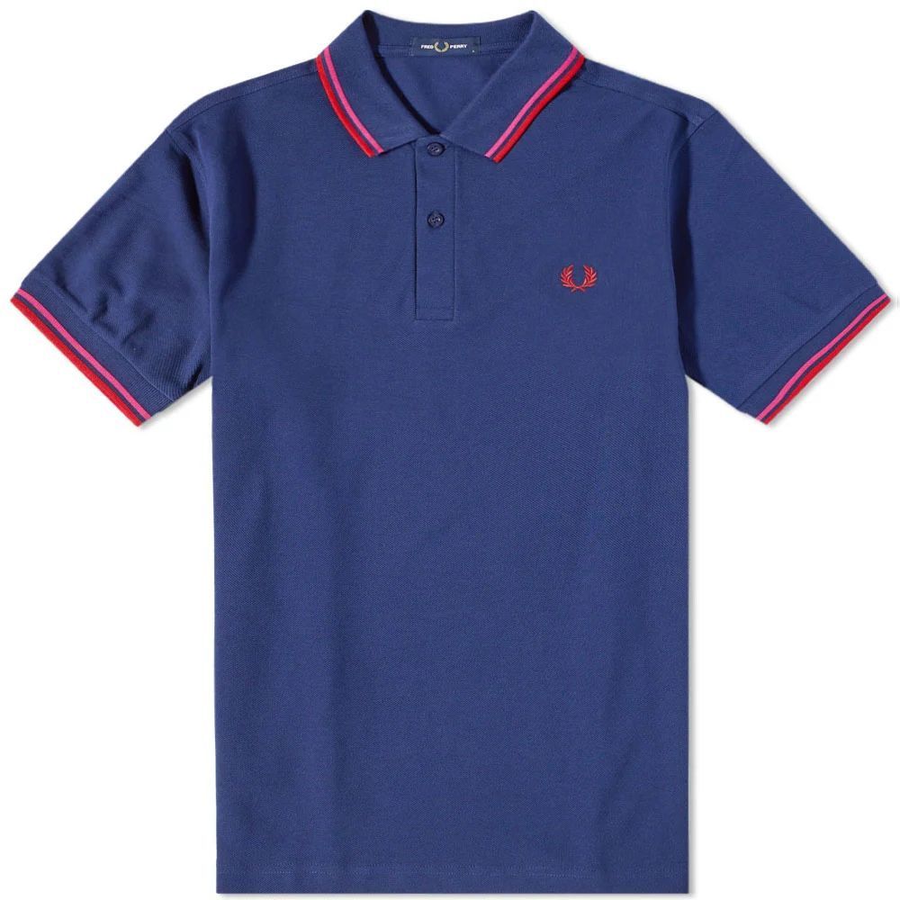 Men's Authentic Slim Fit Twin Tipped Polo Navy/Red