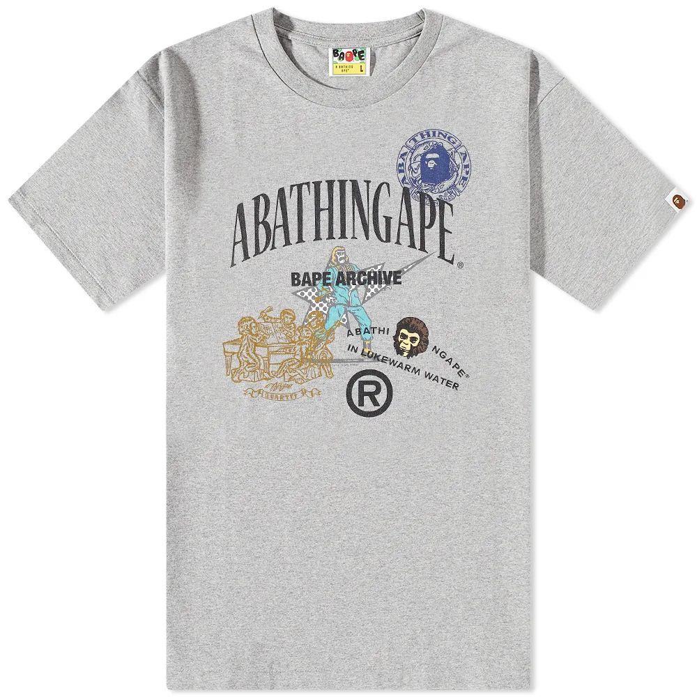 Men's Archive Bape Multi Logo T-Shirt Grey
