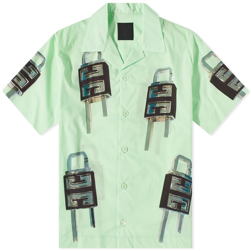 Men's 4G Lock Graphic Hawaiian Shirt Green/Black