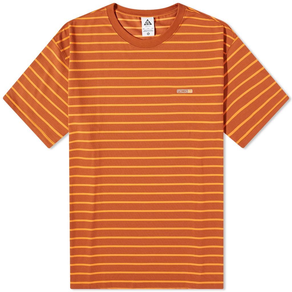 Men's ACG Stripe T-Shirt Dark Russet/Bright Mandarin