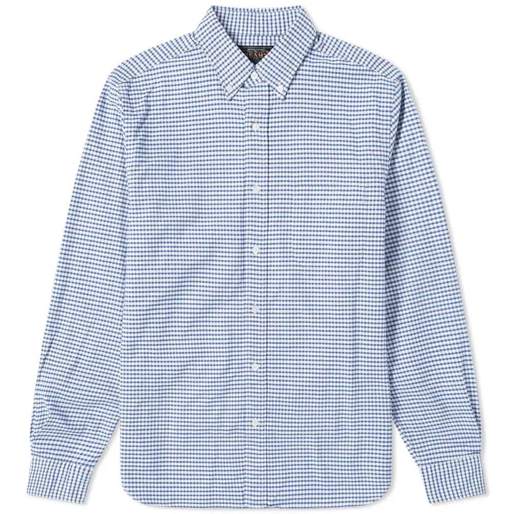 Men's Button Down Oxford Gingham Shirt Blue
