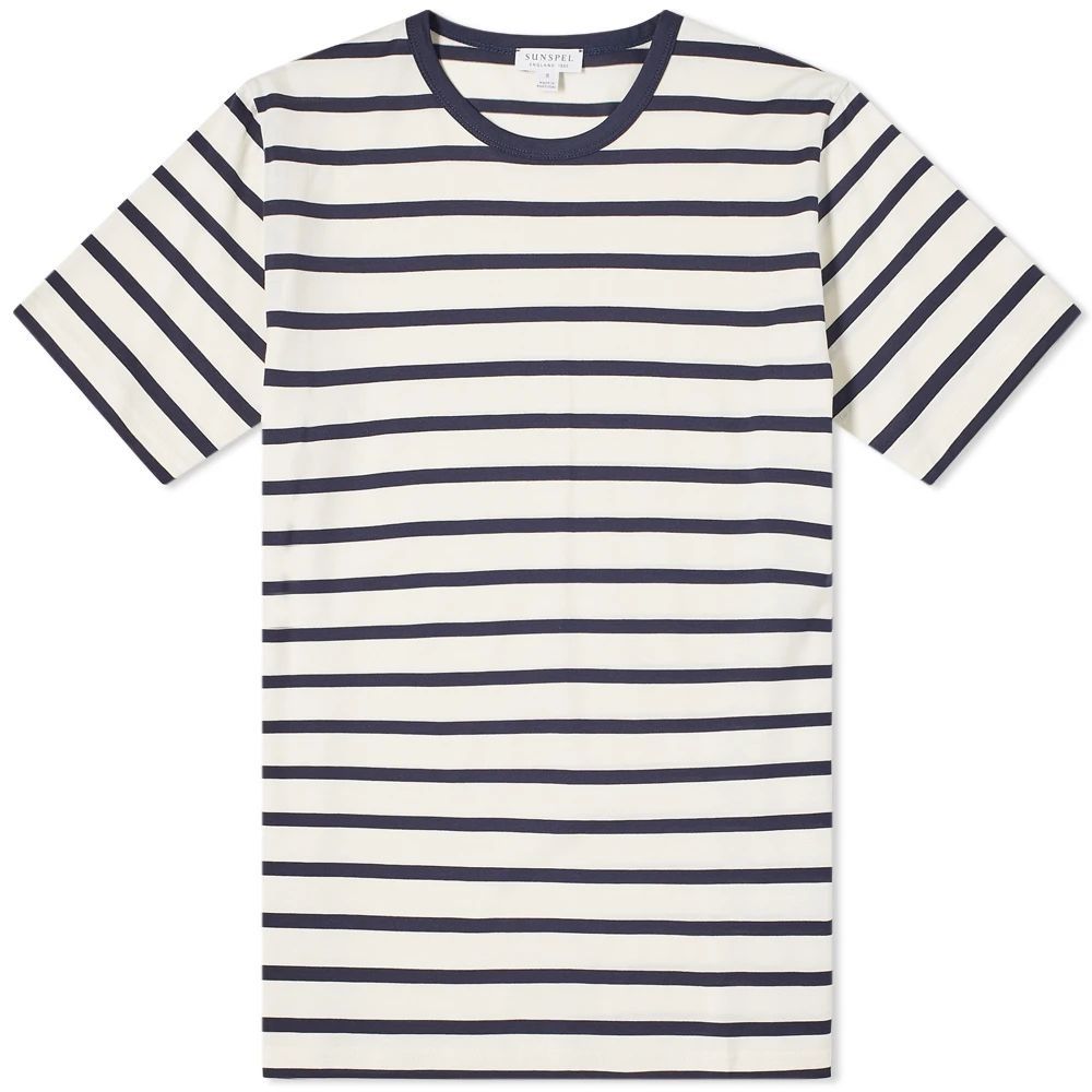 Men's Breton Stripe T-Shirt Ecru/Navy Stripe