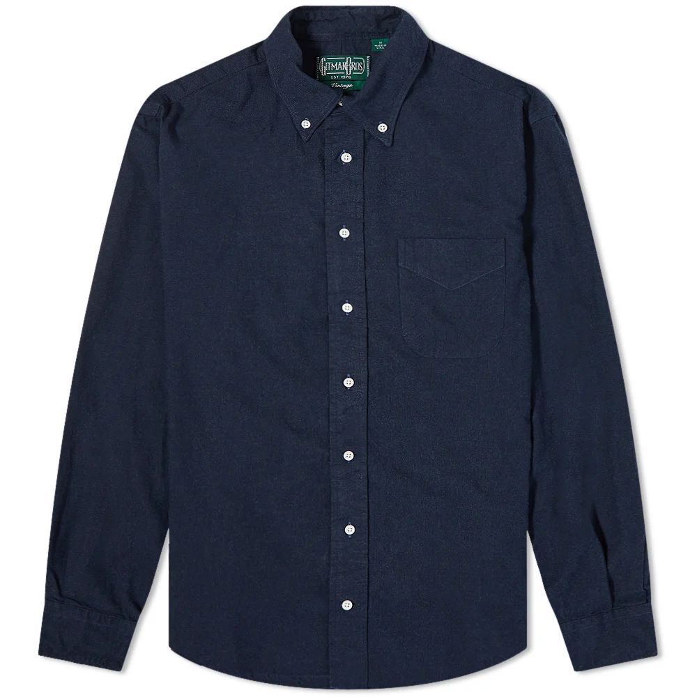 Men's Button Down Classic Flannel Shirt Navy