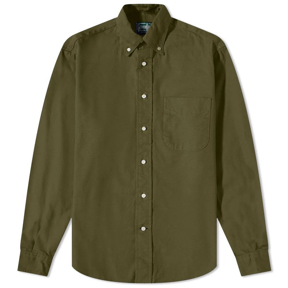 Men's Button Down Overdyed Oxford Shirt - END. Excl Olive