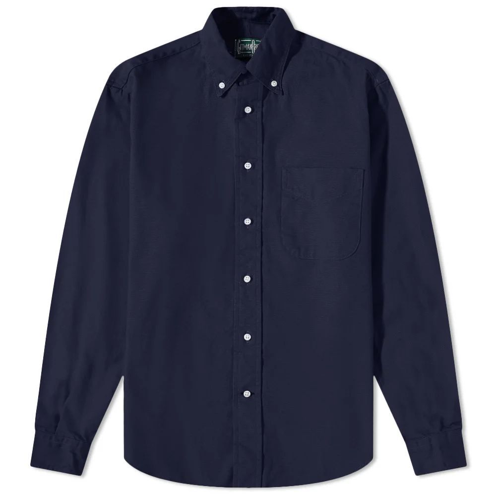 Men's Button Down Overdyed Oxford Shirt - END. Excl Navy