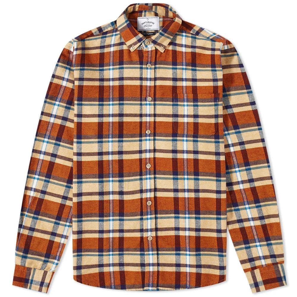 Men's Fall Palette Check Button Down Shirt Ecru/Brown/Navy