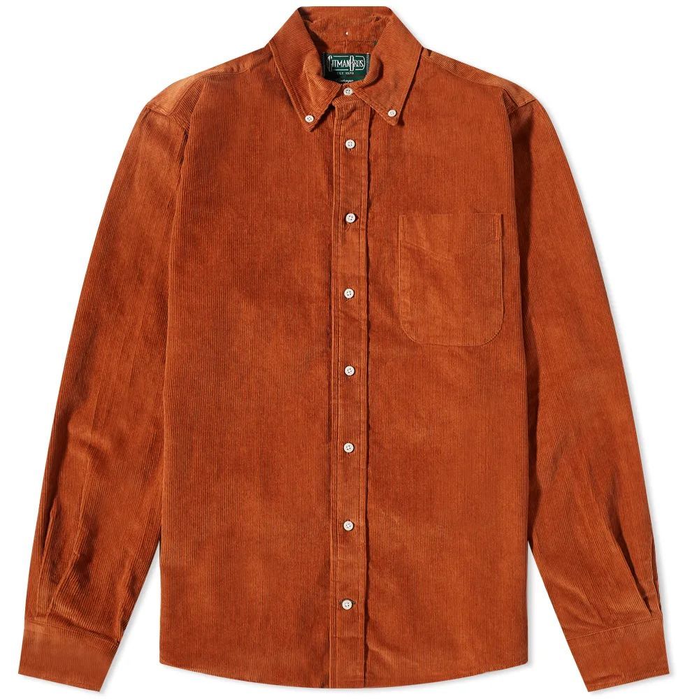 Men's Button Down Heavy Corduroy Shirt Pumpkin