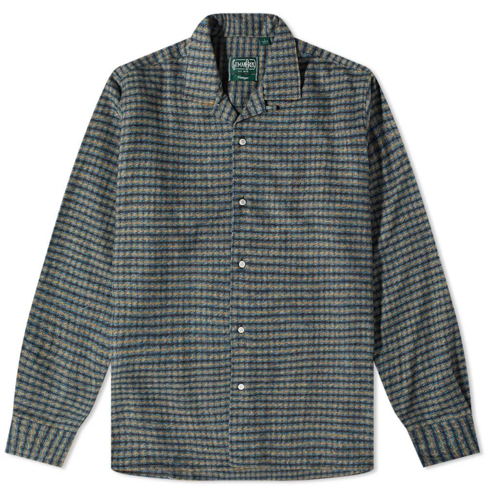 Men's Camp Collar Tweed Overshirt Winter Check