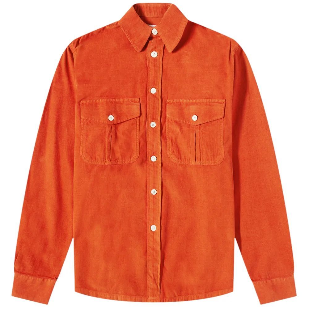 Men's Chest Pocket Casual Fit Shirt Orange