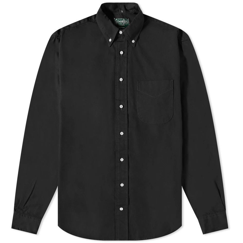 Men's Button Down Overdyed Oxford Shirt Black