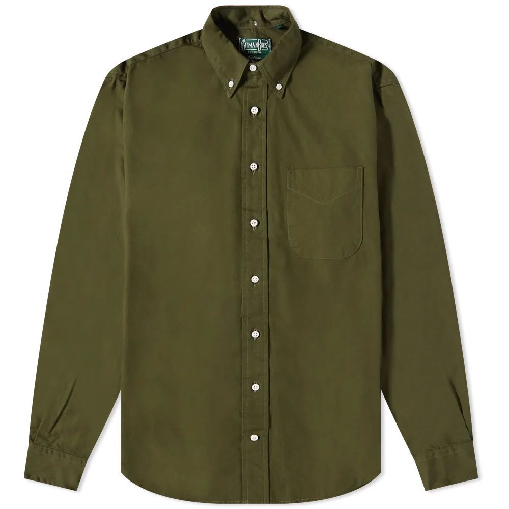 Men's Button Down Overdyed Oxford Shirt Olive