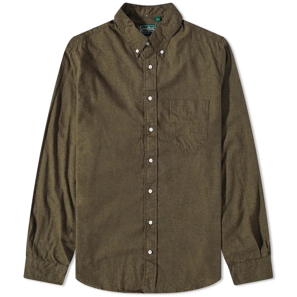 Men's Button Down Classic Flannel Shirt Olive