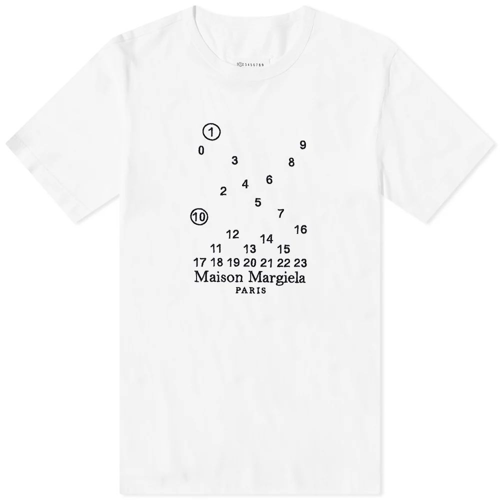 Men's Embroidered Numbers Logo T-Shirt White