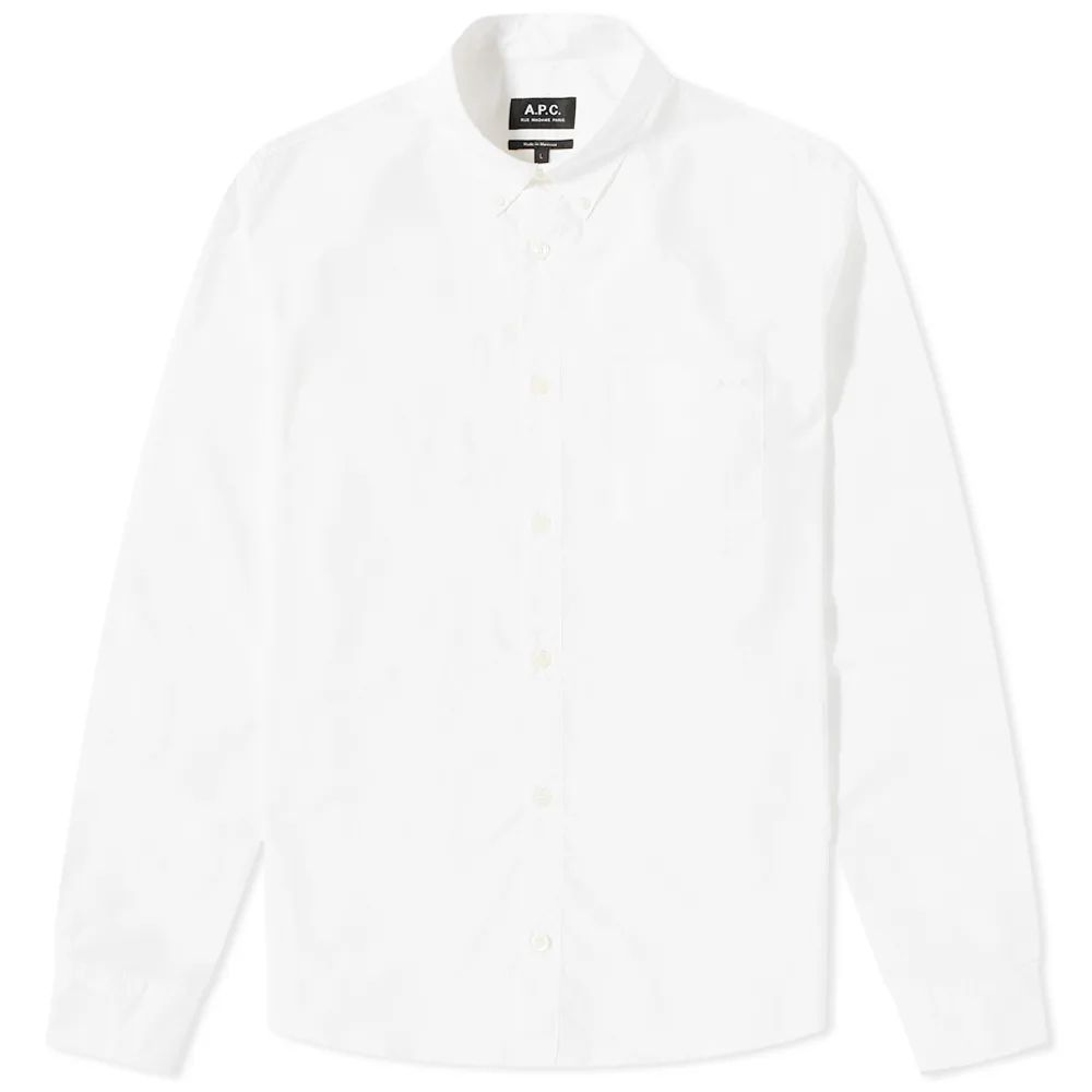 Men's Edouard Logo Button Down Poplin Shirt White