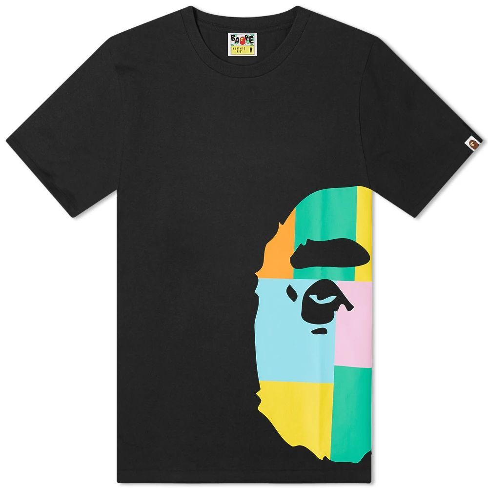 Men's Color Block Side Big Ape Head T-Shirt Black X Multi