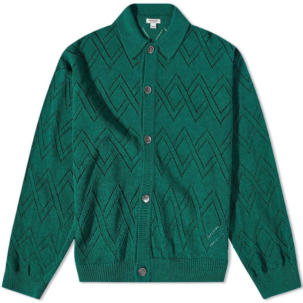 Men's Crochet Cardigan Green