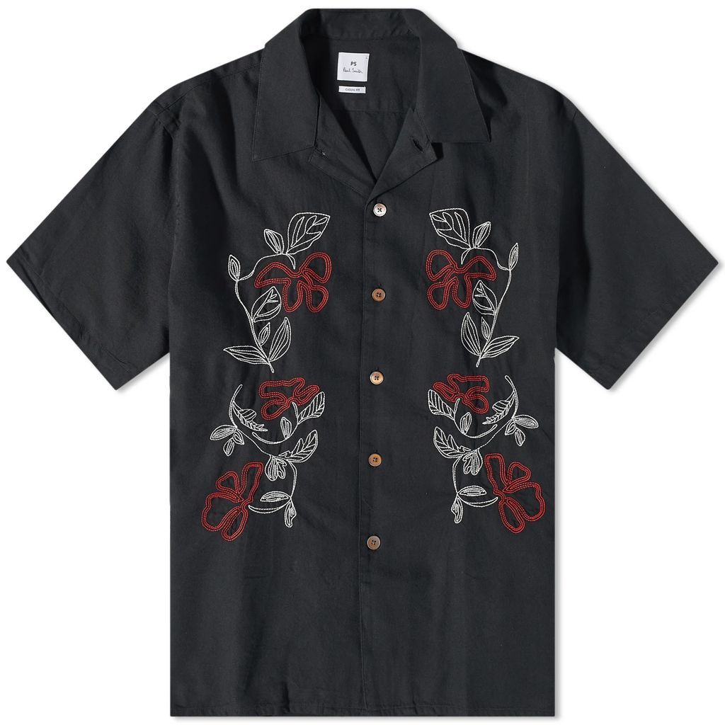 Men's Embroidered Vacation Shirt Black