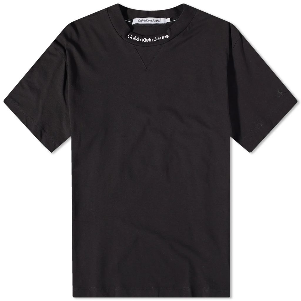 Men's Embroidery Neck Logo T-Shirt Ck Black