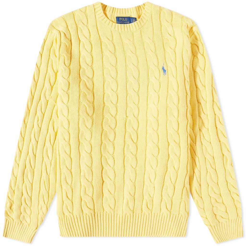 Men's Cable Cotton Crew Knit Empire Yellow