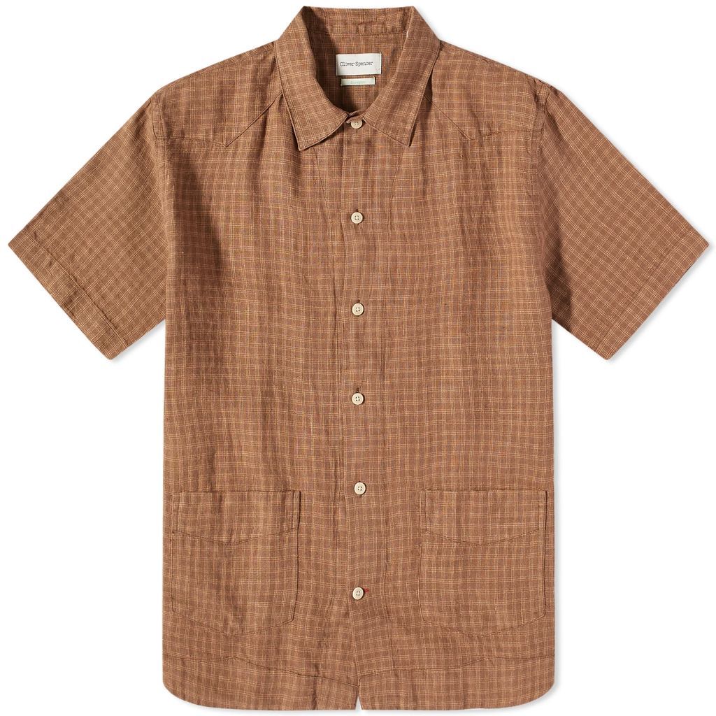 Men's Cuban Short Sleeve Shirt Brown