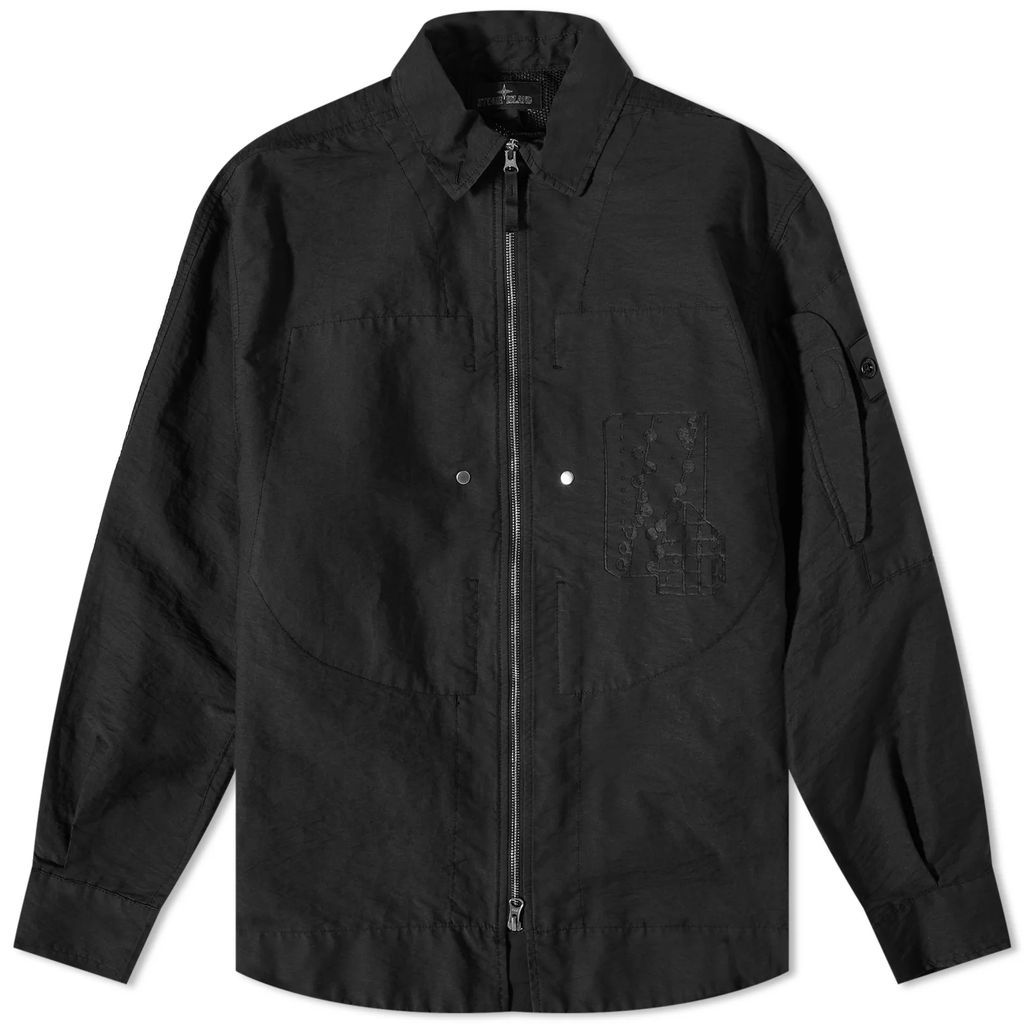 Men's Cotton Nylon Printed Shirt Jacket Black