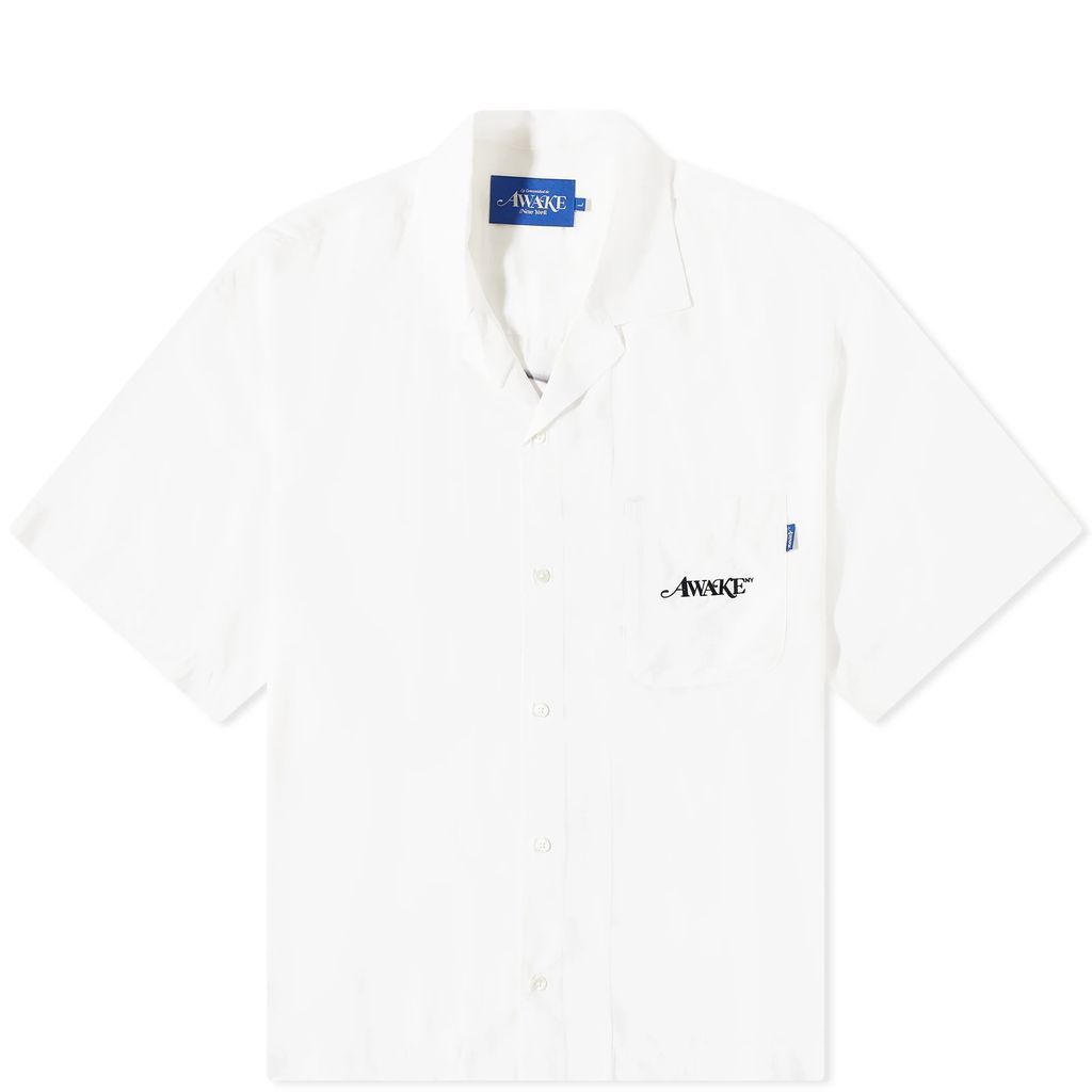 Men's Dice Rayon Camp Shirt White