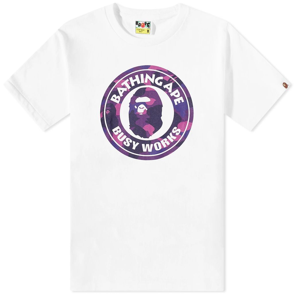 Men's Colour Camo Busy Works T-Shirt White/Purple
