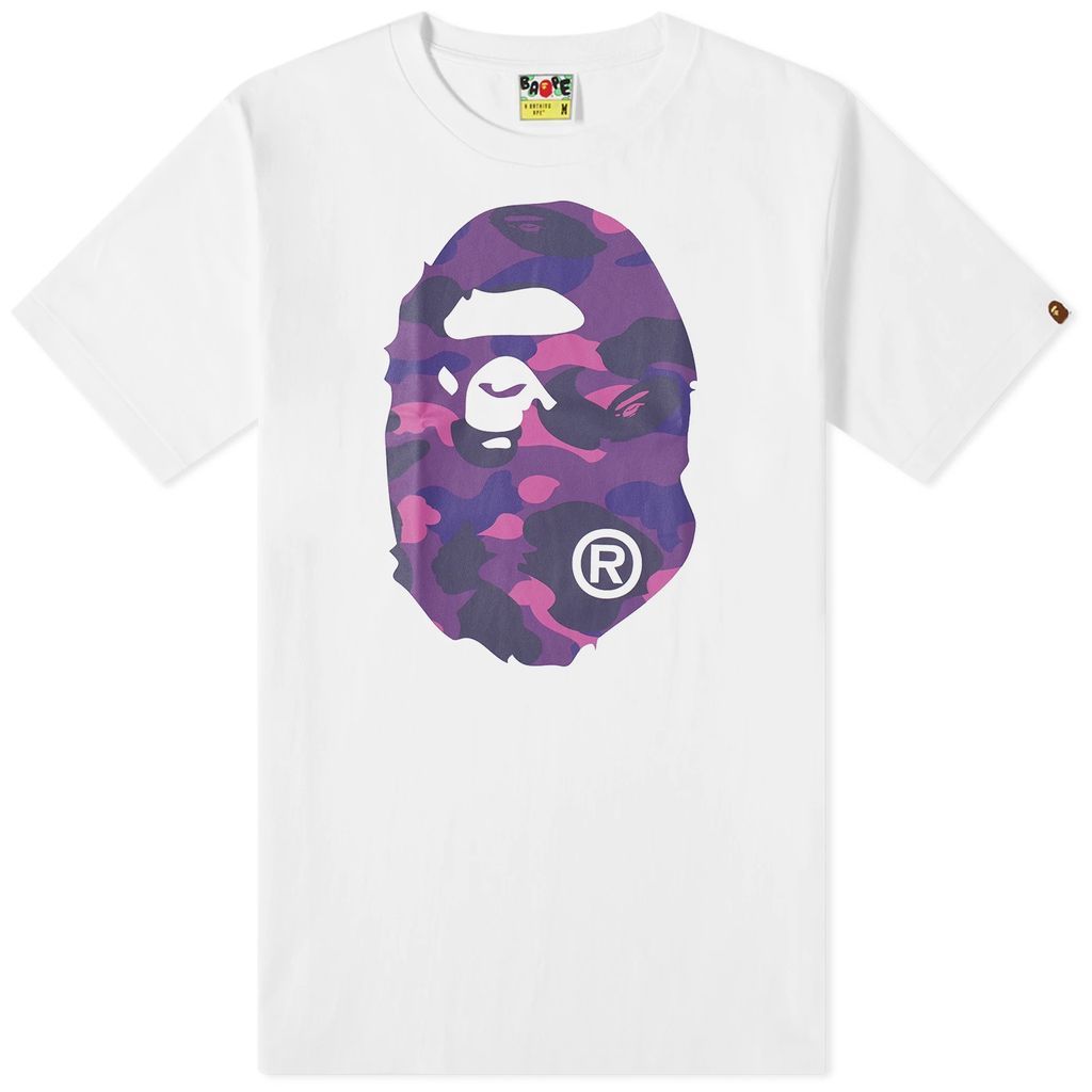 Men's Colour Camo Big Ape Head T-Shirt White/Purple