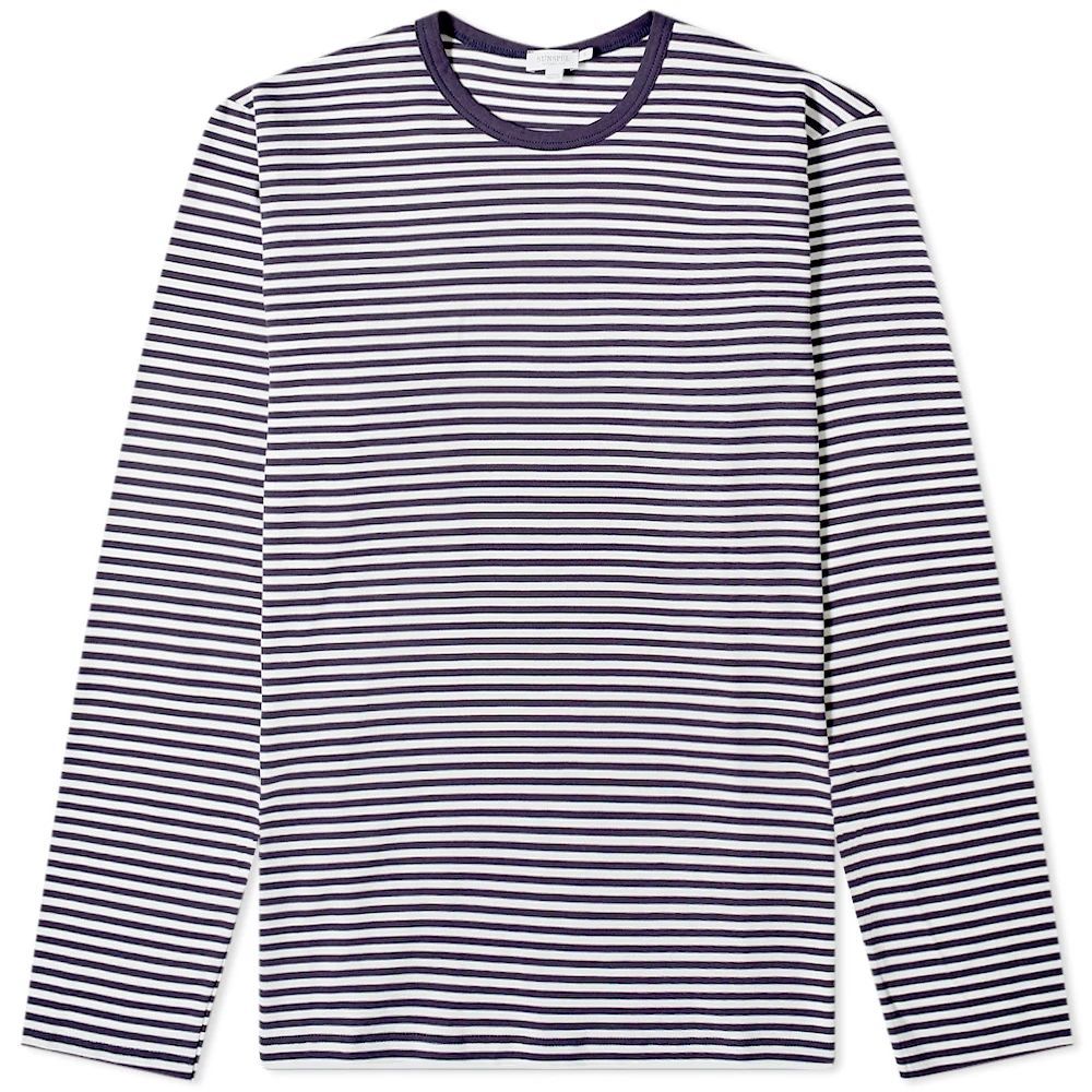 Men's Long Sleeve English Stripe T-Shirt White/Navy