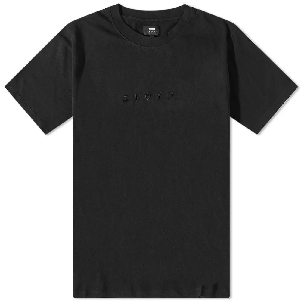 Men's Katakana Embroidery T-Shirt Black