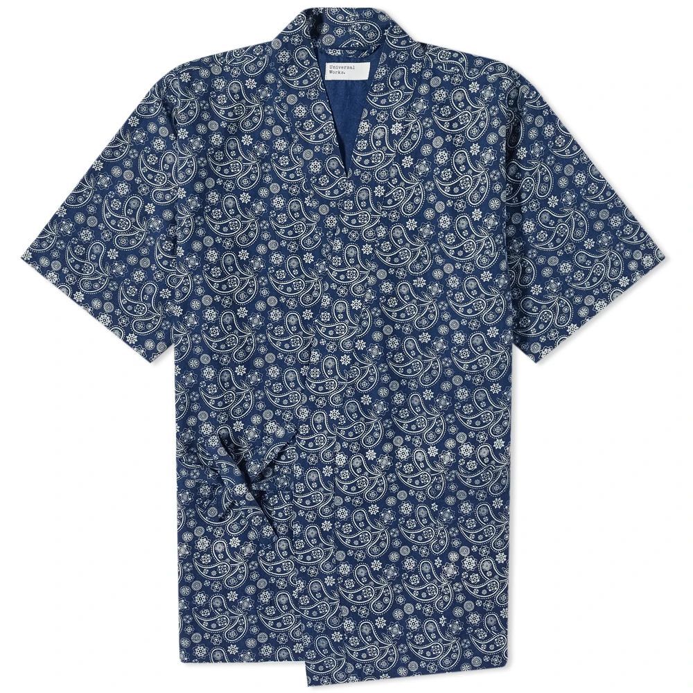 Men's Japanese Paisley Short Sleeve Kyoto Shirt Indigo