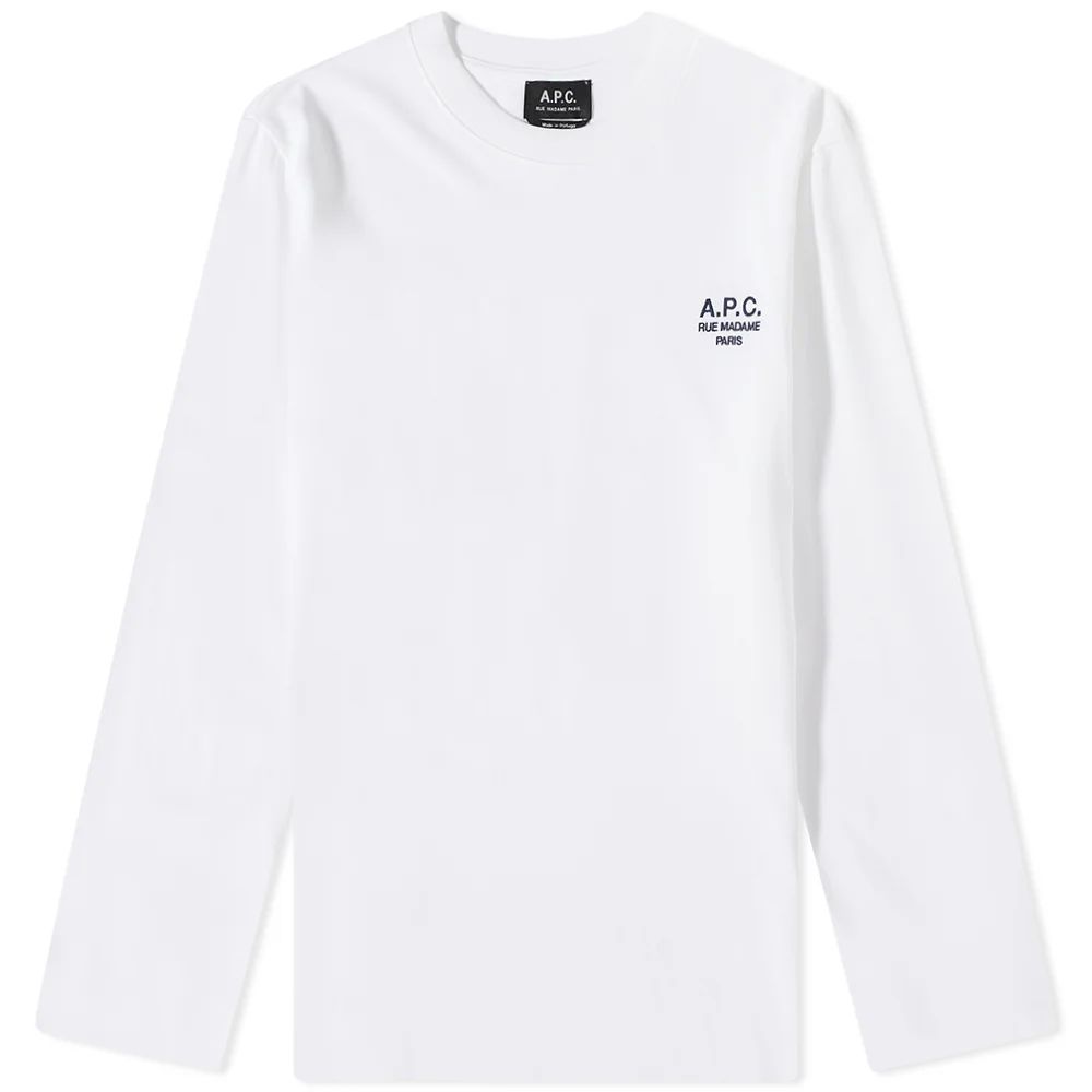 Men's Long Sleeve Olivier Embroidered Logo T-Shirt White
