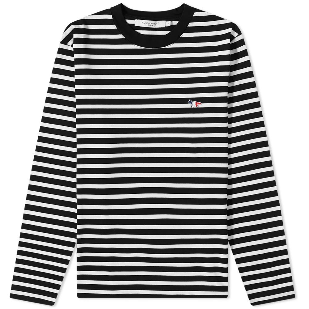 Men's Long Sleeve Tricolour Fox Stripe T-Shirt Black Stripes