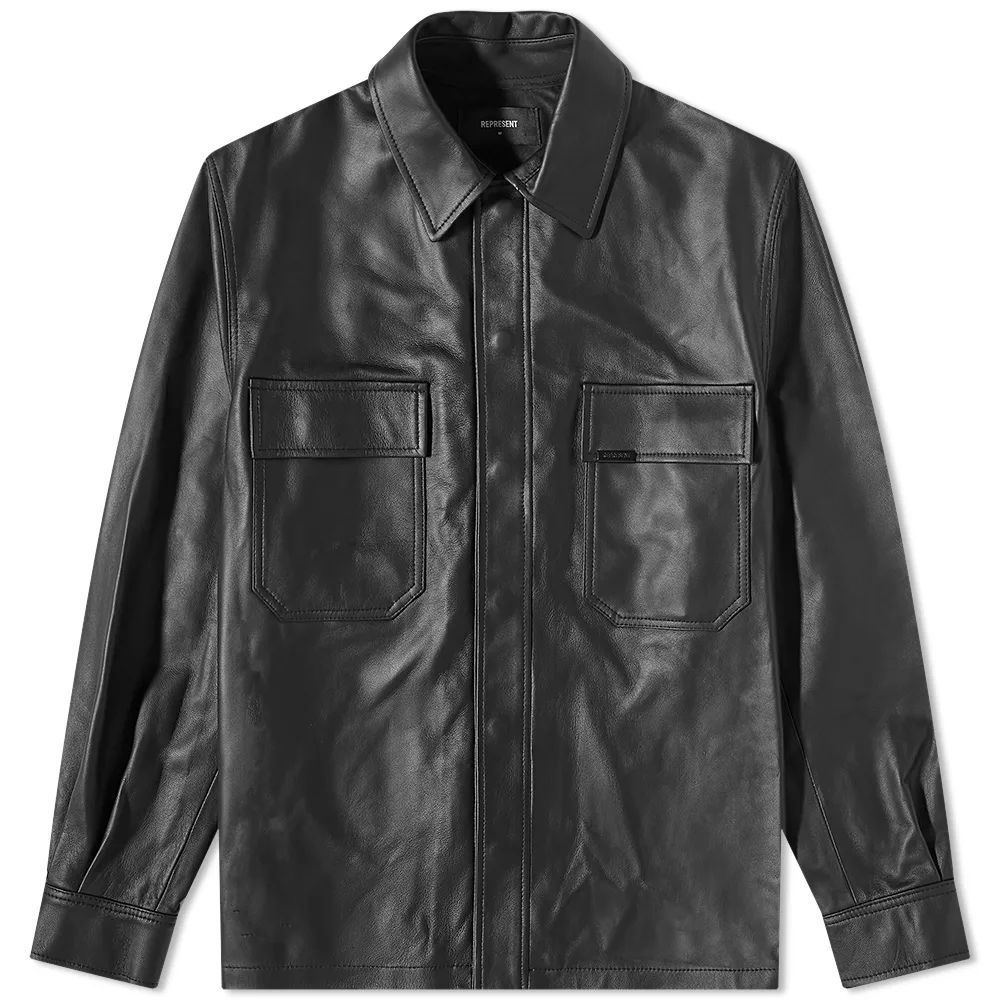 Men's Leather Overshirt Black