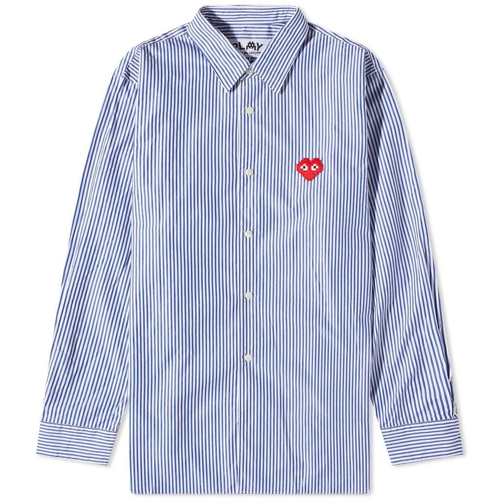 Men's Invader Heart Striped Shirt Blue/White