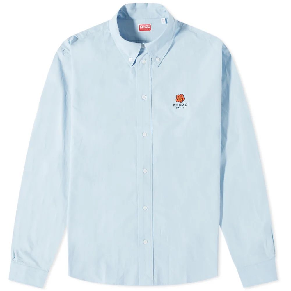 Men's Logo Crest Button Down Poplin Shirt Sky Blue
