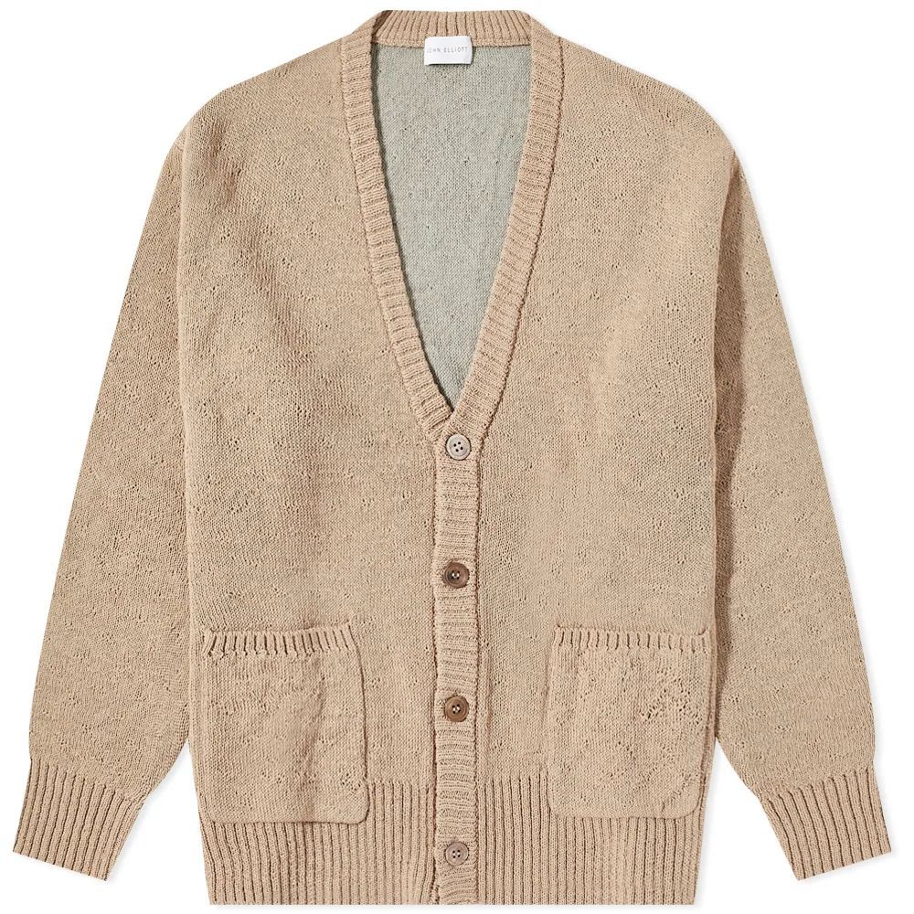 Men's High Twist Wool Cardigan Camel/Grey