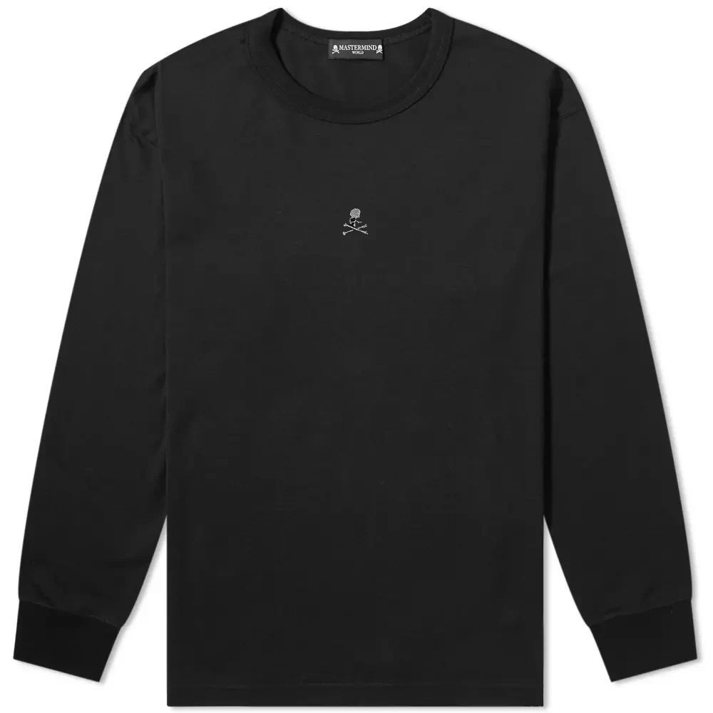 Men's Long Sleeve Glass Beads Logo T-Shirt Black