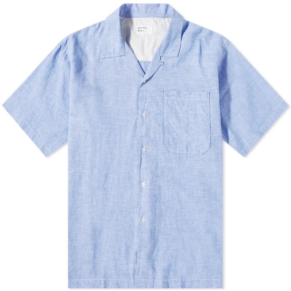 Men's Linen Camp Shirt Blue