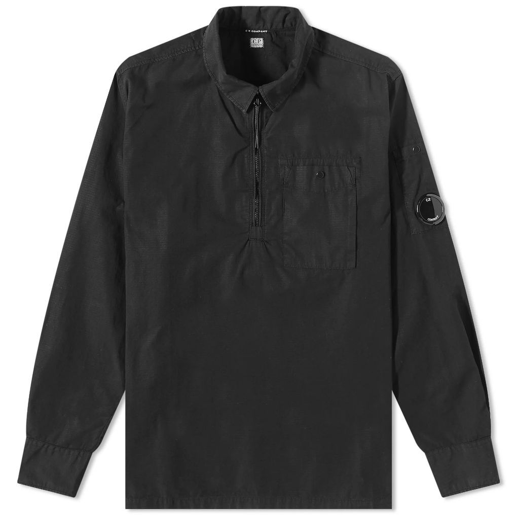 Men's Lens Detail Ripstop Quarter Zip Shirt Black