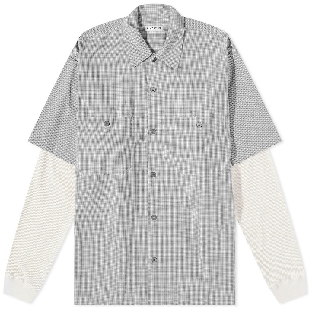 Men's Layerd Check Shirt Grey